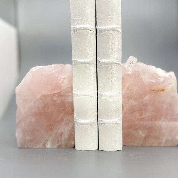 Rose Quartz Bookends Natural Characteristics Crystal Decor Pink Bookshelf (GB) - Picture 8 of 10